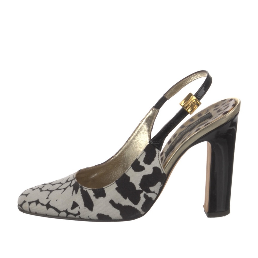 Roberto Cavalli slingback leather printed sandals